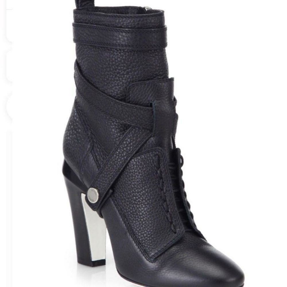 FENDI Black Leather Wrap Boots/Booties‎ 34.5 - Picture 2 of 15